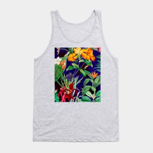 Colorful tropical floral leaves botanical illustration, tropical plants,leaves and flowers, blue leaves pattern Tank Top